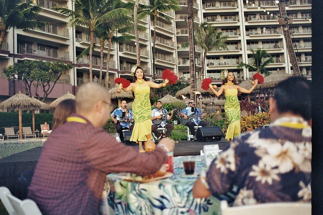 Hawaiian dancers and musicians performing at the HICSS 2026 social event