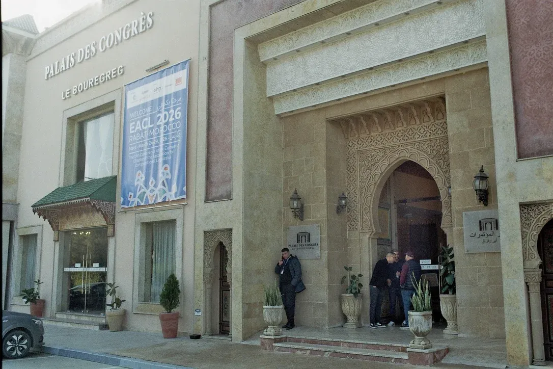 EACL 2026 convention center with fortress-like architecture in Rabat